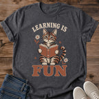 Teacher Shirt Cat Reading Book Design Vintage Graphic Tee Gift For Educator Appreciation Present Soft Lightweight Fabric Retro Style Clothing Book Lover Apparel Literary Theme Shirt Cozy Casual Wear Librarian Gift Idea Bookworm Tee Tabby
