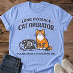 Grumpy Cat Graphic Tee Shirt Design Orange Feline Print Vintage Telephone Illustration Funny Pet Owner Humor Soft Comfortable Cotton Fabric Casual Everyday Wear Style Relaxed Fit Design Perfect Cat Lover Gift Birthday Present Idea