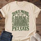 Pet More Cats Shirt Love More Pet Cats Cat Mom Tee Floral Cat Trio Gift Vintage Botanical Cat Design Cat Shirt For Women And Men Cat Dad Gift Holiday Gift For Cat Owner Cat Love Tee Heart Cat Soft Cotton Unisex Tee Cat Whisker Co