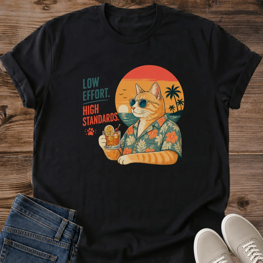 Novelty Cat Gift Graphic Tee Design Retro Vacation Kitty Print Shirt Casual Pet Lover Apparel Comfortable Cotton Tee Animal Themed Gift Birthday Present Idea Pet Owner Shirt Quirky Design Apparel Everyday Casual Wear Cat Enthusiast Present