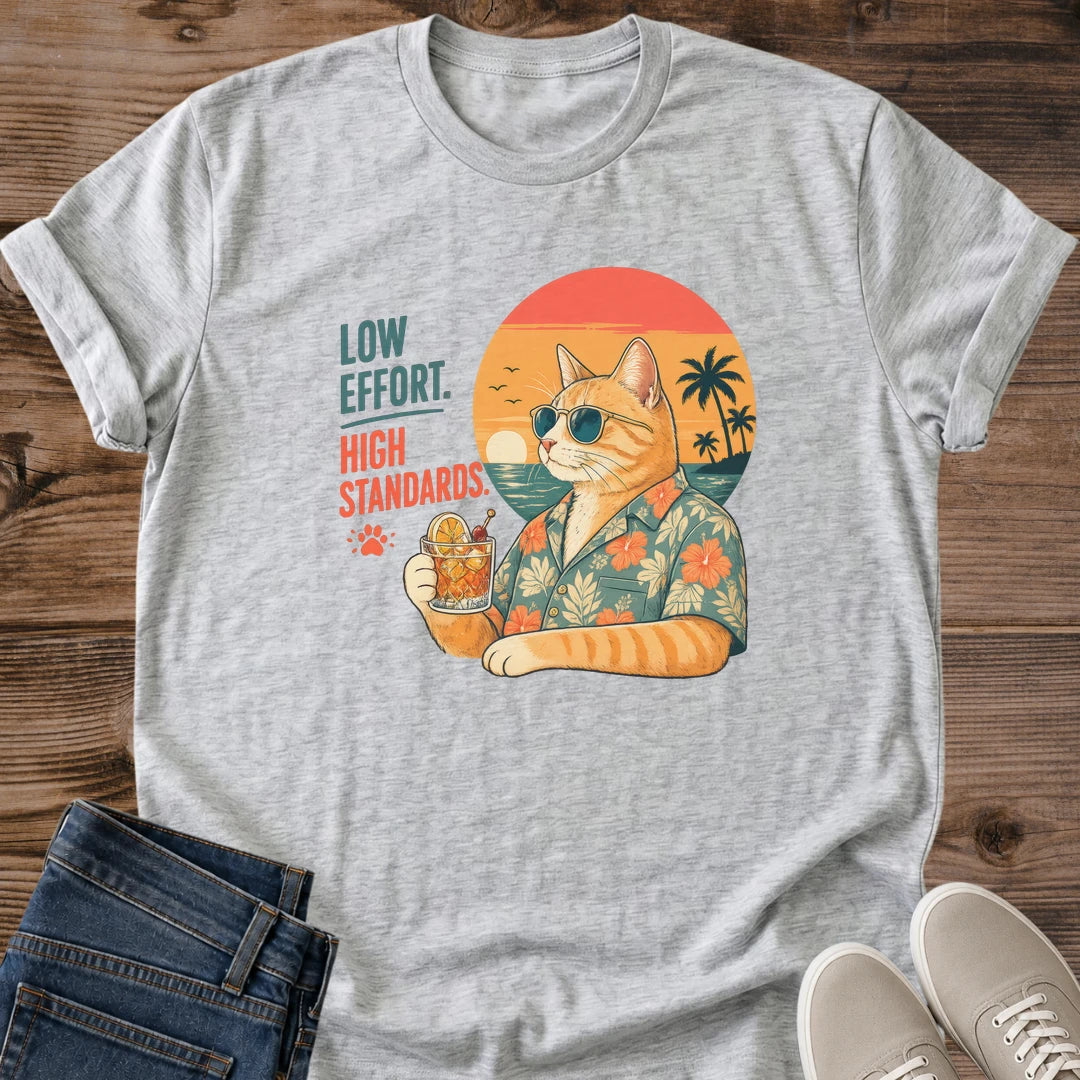 Kitty Graphic Tee Retro Cat Design Vacation Theme Shirt Comfortable Casual Apparel Pet Lover Gift Novelty Cotton Tee Animal Print Shirt Birthday Present Idea Pet Owner Gift Quirky Design Apparel Everyday Wear Tee Cat Enthusiast Present Gag