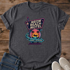 Vintage Beach Tshirt Retro Motel Design Summer Vacation Outfit Cat Themed Graphic Tee Soft Cotton Casual Wear Nostalgic Sunset Colors Palm Tree Design Beach Boardwalk Style Lightweight Summer Fashion Cat Lover Apparel Gift Idea Coastal