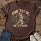 Funny Christmas Cat Tee You Filthy Animal Design Vintage Holiday Cat Lover Gift For Her Softstyle Cotton Comfortable Relaxed Fit Casual Weekend Wear Christmas Print Cat Mom Statement Apparel Everyday Layering Piece For Fun