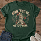 Vintage Cat Lover Tee Merry Christmas You Filthy Animal Santa Hat Cat Design Cotton Cat Dad Gift Shirt Holiday Aesthetic Softstyle Ring Spun Fabric Relaxed Retail Fit Casual Winter Layering Statement Piece Everyday Wear