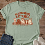 Vintage Cat Gang Shirt Neighborhood Cat Watch Five Cats Graphic Tee Funny Gift Idea Ring Spun Cotton Soft Breathable Fabric Relaxed Unisex Fit Sepia Print Design Cat Person Apparel Casual Everyday Wear Statement Piece