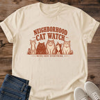 Neighborhood Cat Watch Shirt Weve Seen Everything Vintage Cat Tee Funny Cat Lover Gift Idea Softstyle Ring Spun Cotton Relaxed Fit Everyday Casual Wear Sepia Print Cat Owner Apparel Statement Piece Lightweight Layering