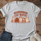 Vintage Cat Gang Shirt Neighborhood Cat Watch Five Cats Graphic Tee Funny Gift Idea Ring Spun Cotton Soft Breathable Fabric Relaxed Unisex Fit Sepia Print Design Cat Person Apparel Casual Everyday Wear Statement Piece