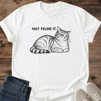 Not Feline It Cat Shirt White Funny Cat Pun Tee Unimpressed Tabby Cat Loaf Sketch Minimalist Cat Graphic Unbothered Cat Shirt Monday Mood Tee Cat Lover Gift Cat Mom Shirt Not In The Mood Gildan 64000 Softstyle Unisex Cat Whisker Co