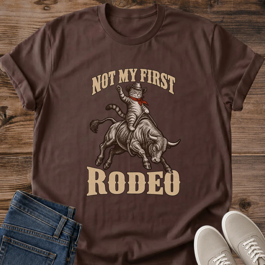 Cat Lover Gift Not My First Rodeo Shirt Western Cat Tee Vintage Cowboy Cat Graphic Birthday Gift For Cat Owner Christmas Gift For Cat Mom Country Girl Gift Cat Person Tee Southern Cat Shirt Gildan Softstyle Cotton Tee Cat Whisker Co