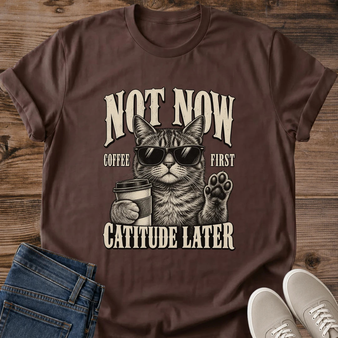 Coffee Cat Shirt Coffee First Tee Sunglasses Cat With Latte Cup Waving Paw Illustration Bold Western Style Lettering Morning Coffee Humor Shirt Cat Owner Gift For Her Cat Dad Tee Caffeine Cat Soft Cotton Unisex Shirt Cat Whisker Co