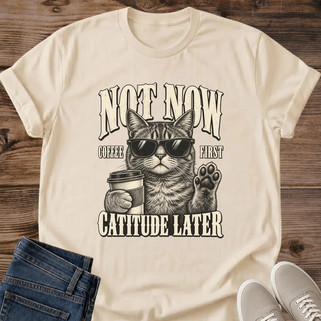 Coffee Cat Shirt Coffee First Tee Sunglasses Cat With Latte Cup Waving Paw Illustration Bold Western Style Lettering Morning Coffee Humor Shirt Cat Owner Gift For Her Cat Dad Tee Caffeine Cat Soft Cotton Unisex Shirt Cat Whisker Co