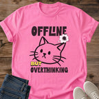 Overthinking Cat Shirt Offline But Overthinking Tee Minimal Cat Drawing With Thought Bubble Funny Introvert Gift Digital Detox Shirt Cat Owner Gift For Her Cat Dad Tee Relatable Cat Humor Shirt Soft Cotton Unisex Shirt Cat Whisker Co