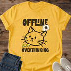 Overthinking Cat Shirt Offline But Overthinking Tee Minimal Cat Drawing With Thought Bubble Funny Introvert Gift Digital Detox Shirt Cat Owner Gift For Her Cat Dad Tee Relatable Cat Humor Shirt Soft Cotton Unisex Shirt Cat Whisker Co