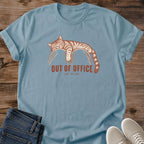Lazy Cat Tee Out Of Office Cat On Lap Sleeping Tabby Design Funny Cat Lover Gift For Her Softstyle Cotton Comfortable Relaxed Fit Casual Weekend Wear Vintage Print Cat Mom Statement Apparel Everyday Layering Piece For Fun
