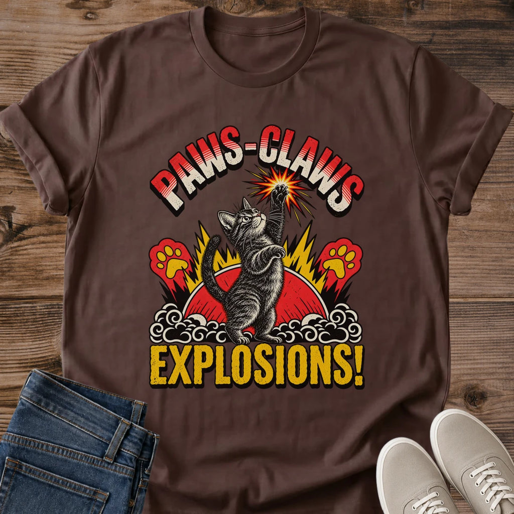 Action Cat Shirt Paws Claws Explosions Tee Tabby Cat Punching Explosion Graphic Retro 80s Action Movie Style Funny Cat Dad Shirt Cat Owner Gift For Him Cat Zoomies Tee Bold Graphic Cat Shirt Soft Cotton Unisex Shirt Cat Whisker Co