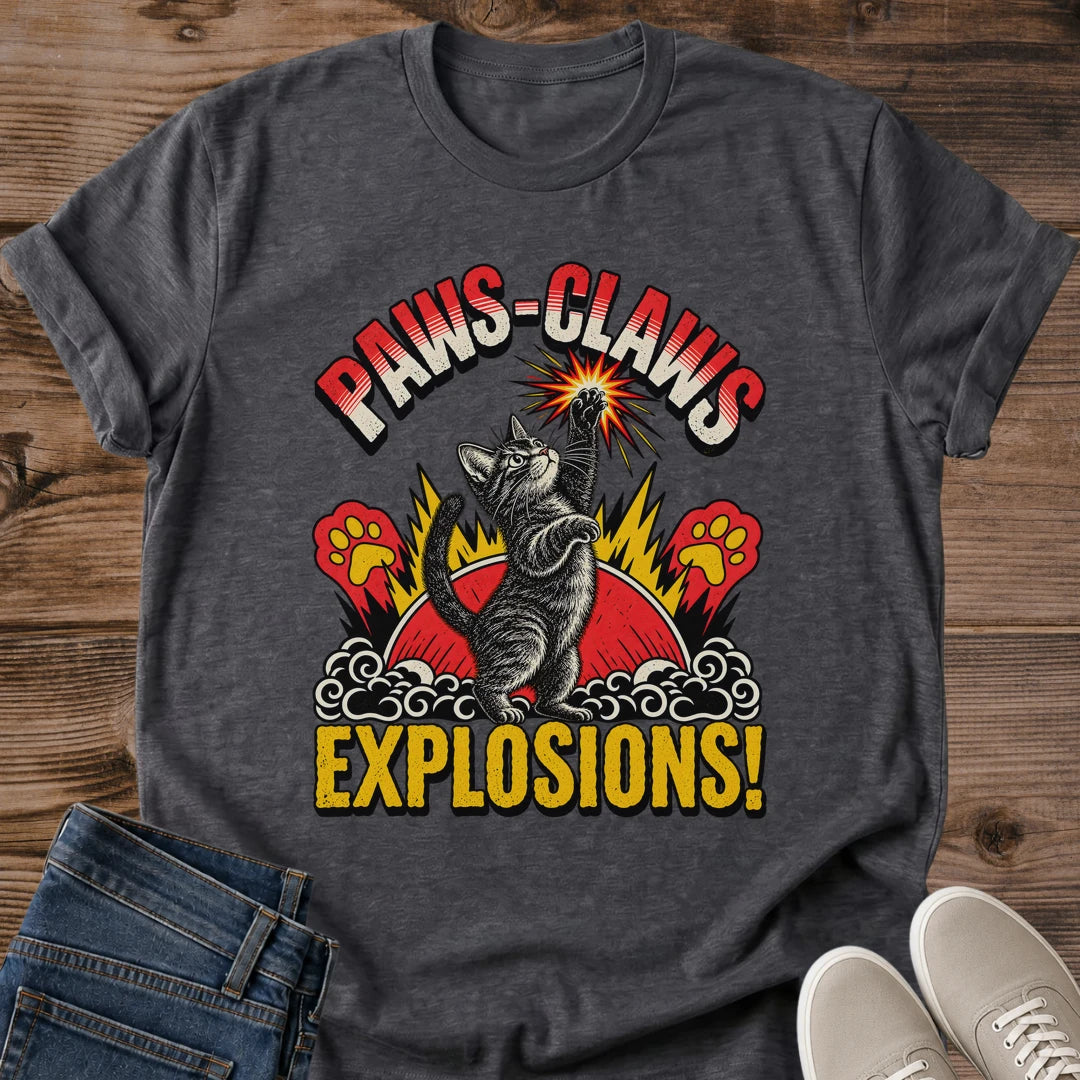 Action Cat Shirt Paws Claws Explosions Tee Tabby Cat Punching Explosion Graphic Retro 80s Action Movie Style Funny Cat Dad Shirt Cat Owner Gift For Him Cat Zoomies Tee Bold Graphic Cat Shirt Soft Cotton Unisex Shirt Cat Whisker Co