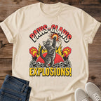 Paws Claws Explosions Funny Cat Shirt Sand Action Hero Cat Tee Kung Fu Tabby Cat Graphic Retro Anime Style Cat Shirt Chaotic Cat Energy Tee Zoomies Cat Shirt Cat Dad Gift Cat Lover Gift Gildan 64000 Softstyle Unisex Cat Whisker Co