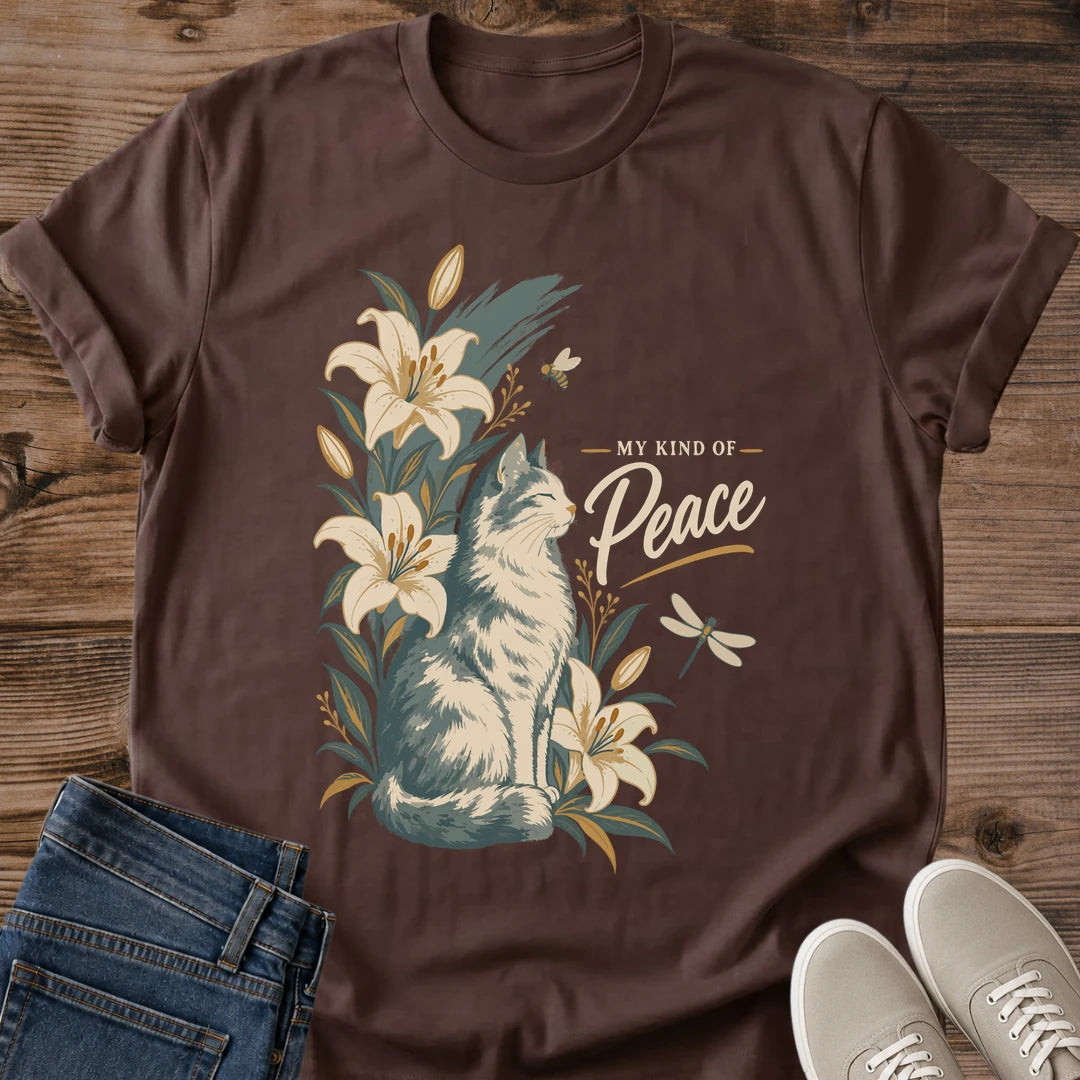 Lily Flower Tee Soft Aesthetic Shirt Cottagecore Botanical Design Peaceful Message Clothing Vintage Inspired Fashion Lightweight Cotton Fabric Comfortable Casual Wear Relaxed Fit Style Nature Print Tee Garden Lover Apparel Muted Color