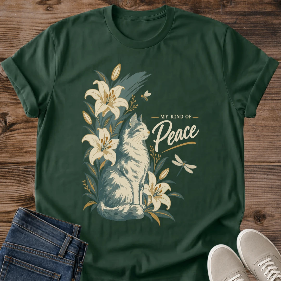 Comfortable Cotton Tee Cottagecore Style Shirt Lily Botanical Design Peaceful Message Fashion Relaxed Fit Clothing Vintage Aesthetic Apparel Soft Fabric Quality Casual Everyday Wear Layering Essential Piece Nature Lover Gift Garden Inspired