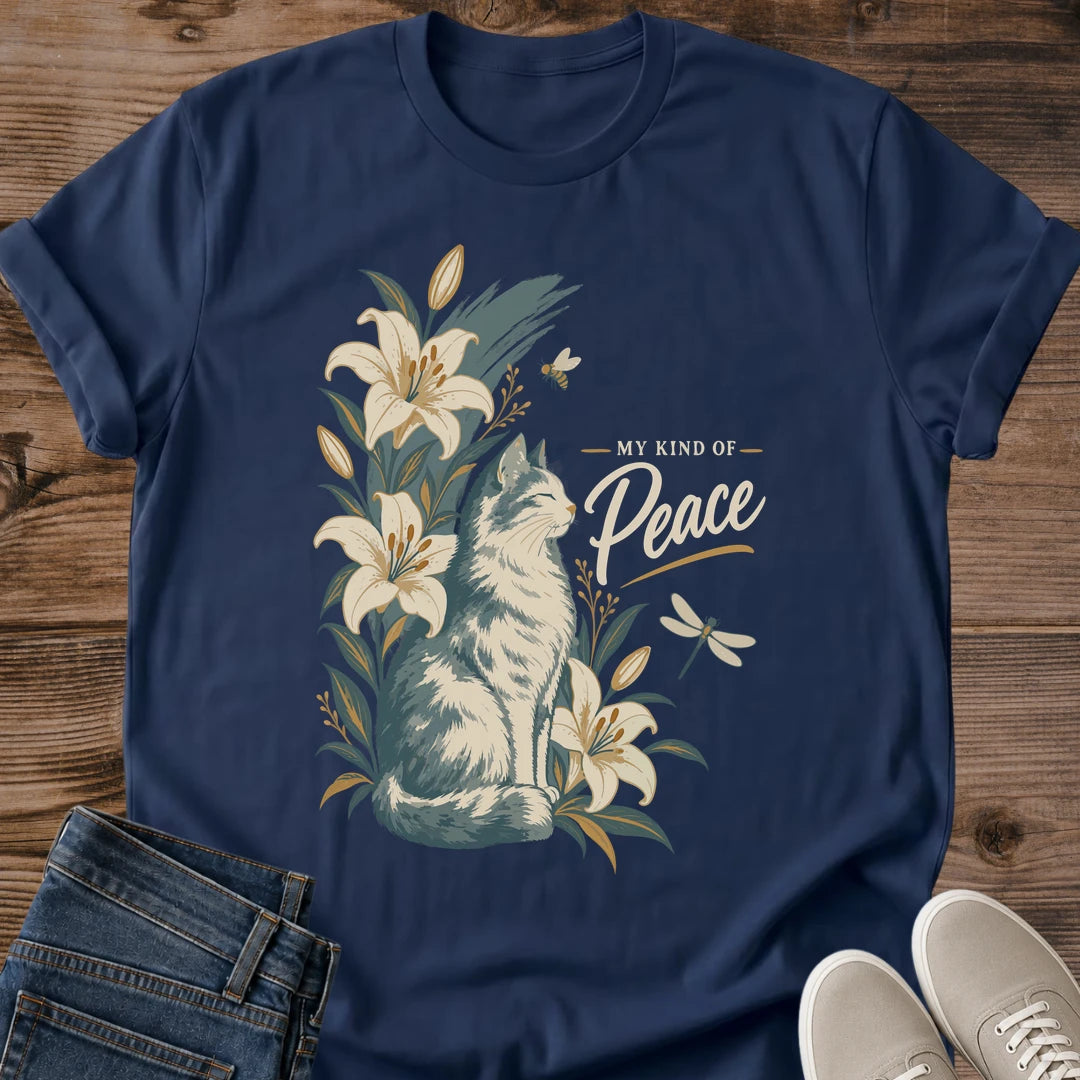 Cottagecore Aesthetic Tee Lily Floral Design Peaceful Message Shirt Botanical Print Clothing Vintage Style Fashion Soft Cotton Fabric Comfortable Everyday Wear Relaxed Fit Tee Nature Inspired Design Garden Lover Gift Muted Earth Tone