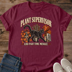 Plant Supervisor Cat Shirt Part Time Menace Funny Cat Tee Cat Lover Gift Idea Softstyle Ring Spun Cotton Relaxed Fit Everyday Casual Wear Vintage Print Cat Owner Apparel Statement Piece Lightweight Layering For Home