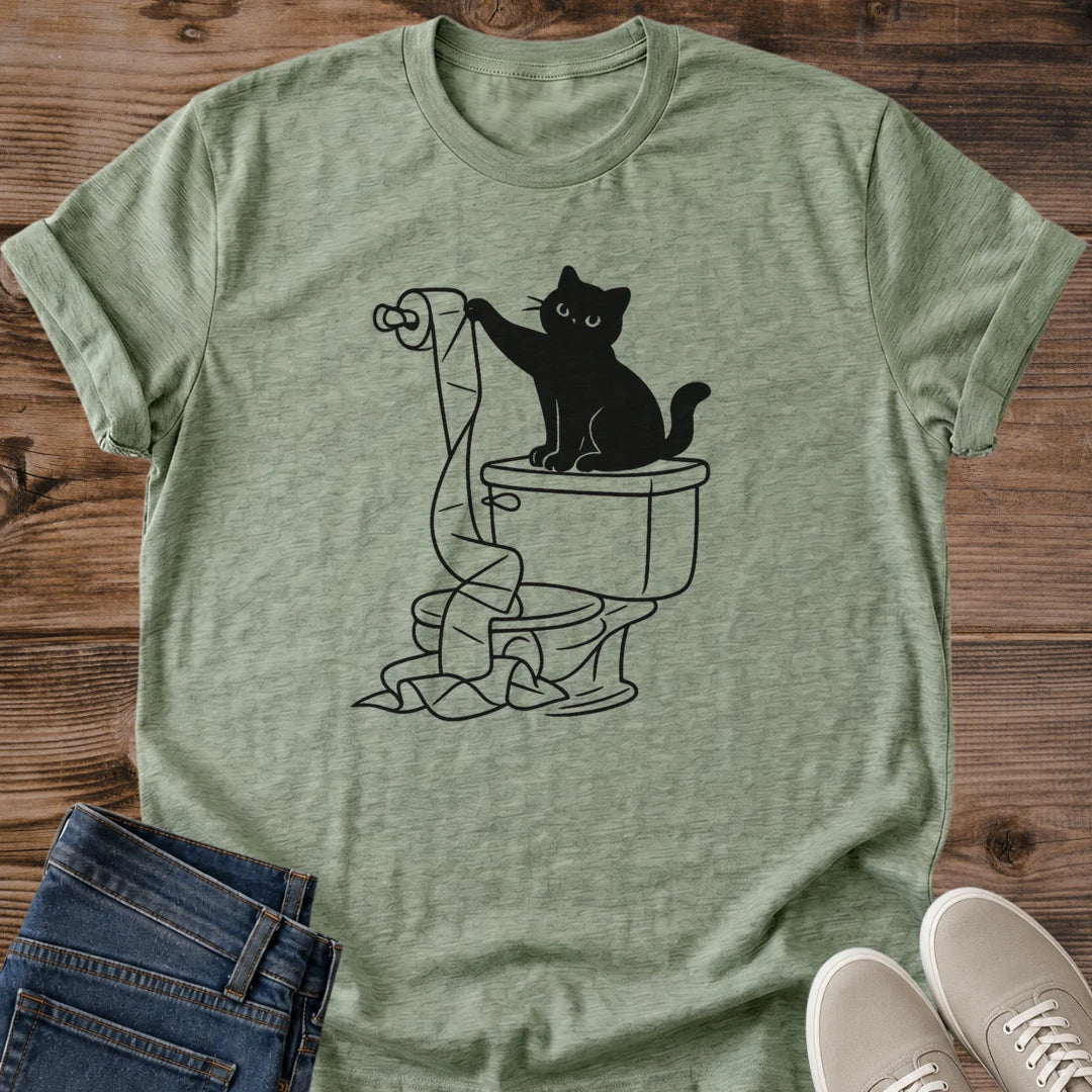 Cat Lover Gift Shirt Funny Black Cat Design Minimalist Feline Tee Cotton Shirt With Playful Graphics Comfortable Everyday Wear Lightweight Material Casual Style Apparel Cat Owner Gift Idea Quirky Animal Design Tee Soft Cotton Fabric Relaxed