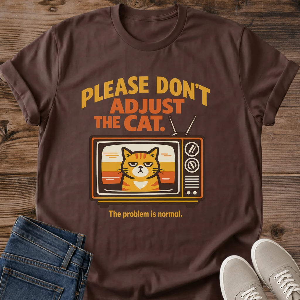 Retro Tv Cat Design Funny Graphic Tee Vintage Style Apparel Orange Tabby Print Sarcastic Statement Shirt Cat Lover Present Soft Comfortable Fabric Casual Weekend Wear Pet Owner Gift Novelty Tshirt Everyday Outfit Lounging Apparel