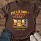 Retro Tv Cat Design Funny Graphic Tee Vintage Style Apparel Orange Tabby Print Sarcastic Statement Shirt Cat Lover Present Soft Comfortable Fabric Casual Weekend Wear Pet Owner Gift Novelty Tshirt Everyday Outfit Lounging Apparel