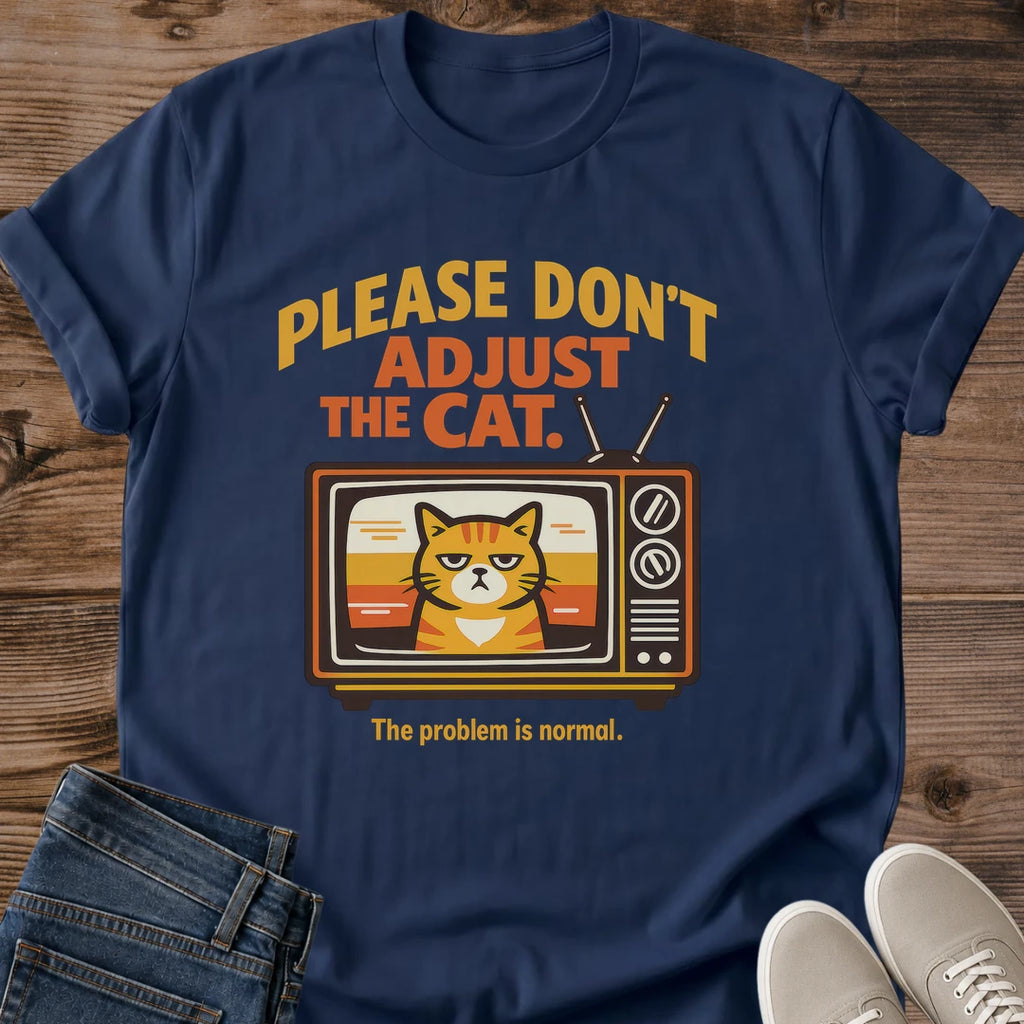 Funny Cat Shirt Retro Tv Design Sarcastic Humor Graphic Tee Orange Tabby Print Vintage Style Apparel Cat Lover Gift Pet Owner Present Casual Everyday Wear Soft Comfortable Fabric Novelty Tshirt Weekend Outfit Lounging Shirt Gag Gift