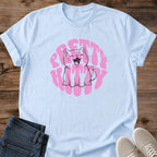 Groovy Cat Tee Pretty Kitty Retro Bubble Text Design Cute Cat Lover Gift For Her Softstyle Cotton Comfortable Relaxed Fit Casual Weekend Wear Bold Print Cat Mom Statement Apparel Everyday Layering Piece