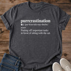 Cat Definition Shirt Purrcrastination Tee Putting Off Tasks To Sit With The Cat Funny Noun Definition Design Classic Serif Typography Cat Owner Gift For Her Cat Dad Tee Lazy Day Shirt Soft Cotton Unisex Shirt Cat Whisker Co