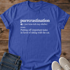 Work From Home Cat Shirt Purrcrastination Cat Mom Tee Funny Cat Pun Gift Minimal Definition Design Cat Shirt For Women And Men Cat Dad Gift Holiday Gift For Cat Owner Lazy Cat Day Tee Soft Cotton Unisex Tee Cat Whisker Co
