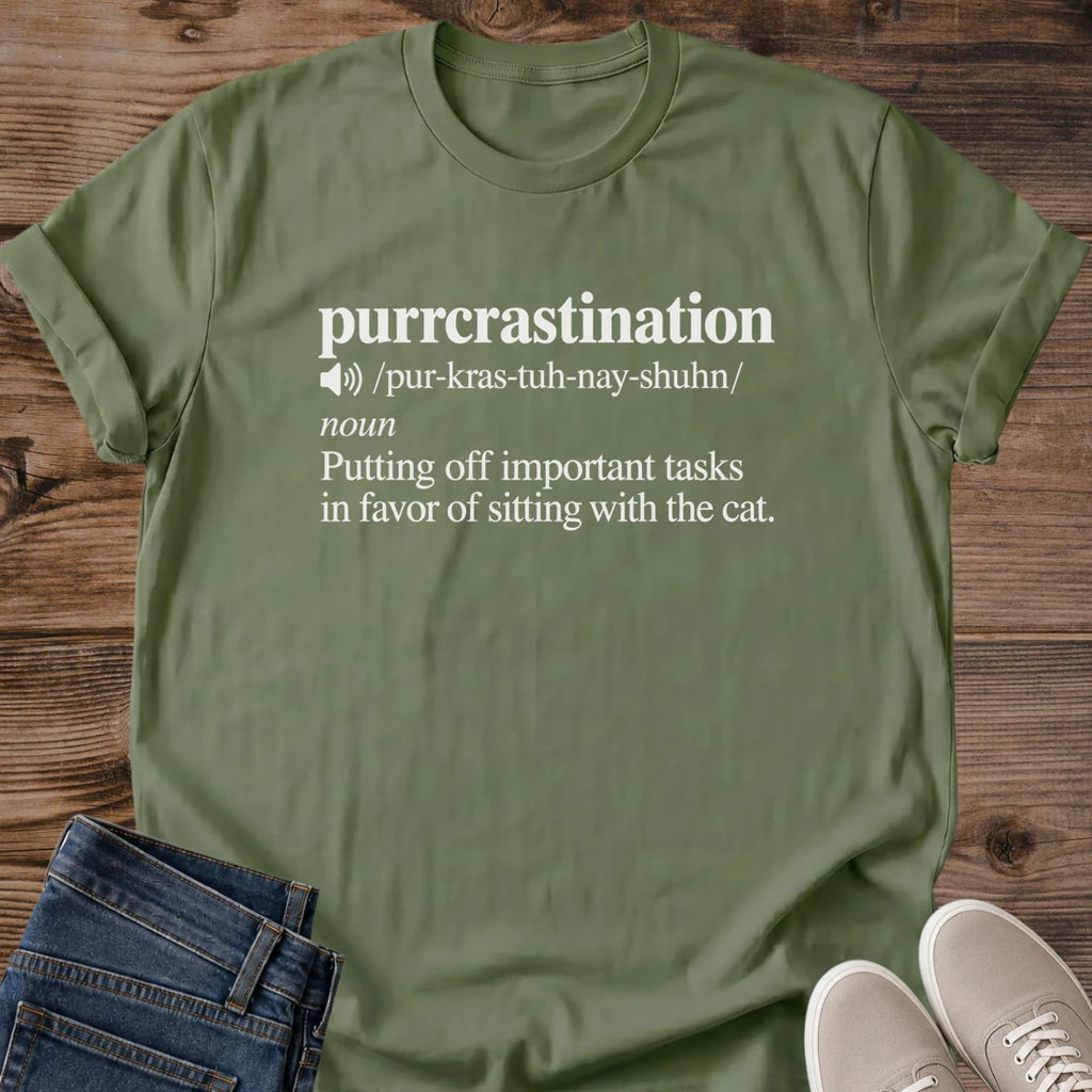 Cat Lover Gift Purrcrastination Shirt Funny Procrastinator Tee Cat Pun Definition Graphic Birthday Gift For Cat Owner Christmas Gift For Cat Mom Coworker Gift College Student Gift Cat Person Tee Gildan Softstyle Cotton Tee Cat Whisker Co