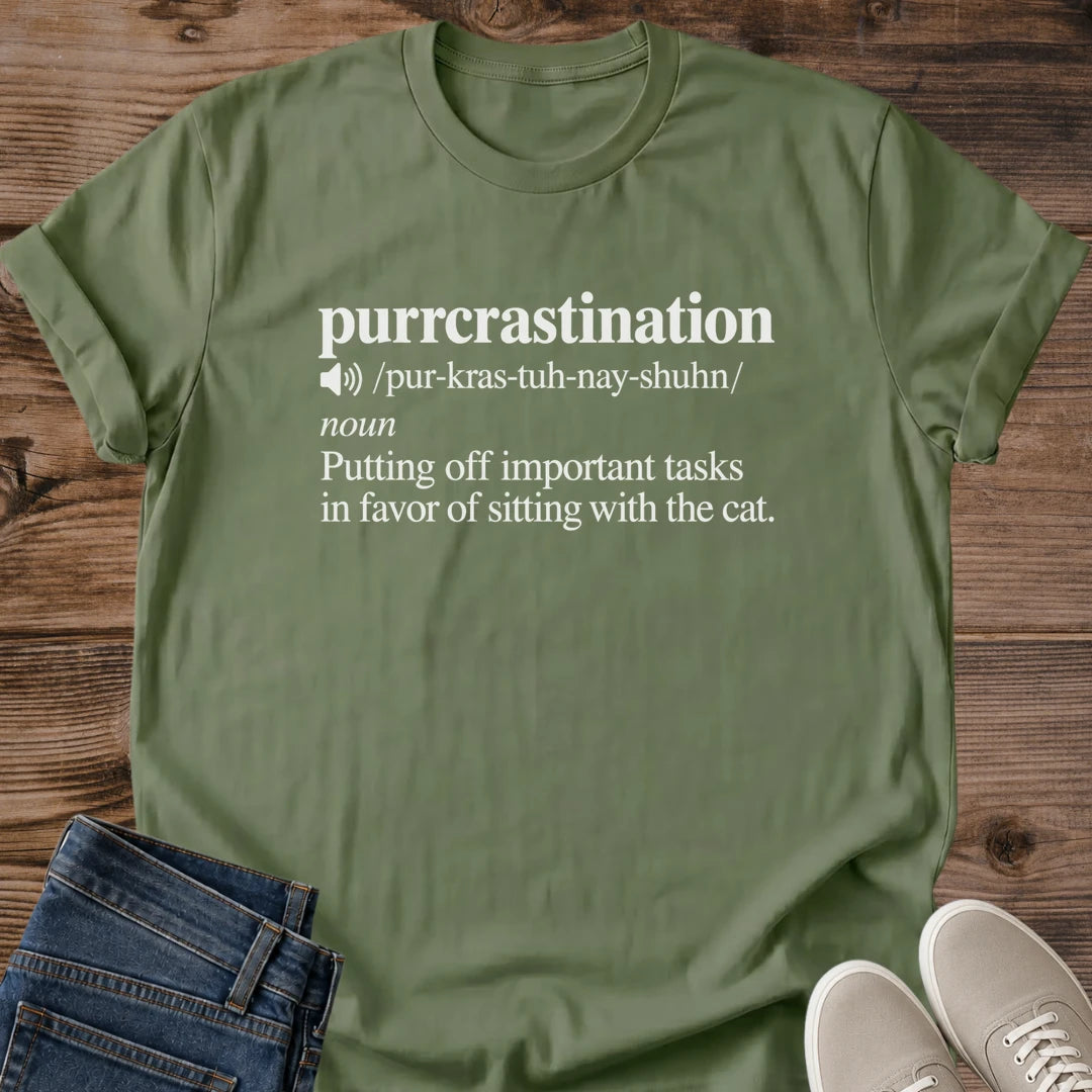 Cat Lover Gift Purrcrastination Shirt Funny Procrastinator Tee Cat Pun Definition Graphic Birthday Gift For Cat Owner Christmas Gift For Cat Mom Coworker Gift College Student Gift Cat Person Tee Gildan Softstyle Cotton Tee Cat Whisker Co