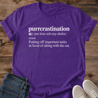 Work From Home Cat Shirt Purrcrastination Cat Mom Tee Funny Cat Pun Gift Minimal Definition Design Cat Shirt For Women And Men Cat Dad Gift Holiday Gift For Cat Owner Lazy Cat Day Tee Soft Cotton Unisex Tee Cat Whisker Co