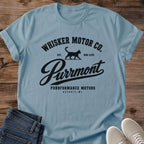 Casual Cat Graphic Tee Everyday Comfortable Wear Vintage Retro Racing Design Soft Breathable Cotton Fabric Lightweight Construction Quality Perfect Cat Lover Gift Nostalgic Style Statement Playful Whisker Motor Theme Unique Fashion