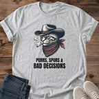 Cat Lover Gift Perfect Present Funny Cowboy Cat Shirt Rodeo Design Graphic Tee Western Theme Clothing Humorous Statement Apparel Novelty Gift Idea Pet Parent Present Birthday Celebration Shirt Casual Wear Collection Illustrated Design