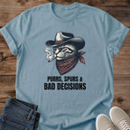 Funny Cat Shirt Cowboy Rodeo Design Perfect Cat Lover Gift Humorous Graphic Tee Western Theme Apparel Novelty Statement Shirt Pet Owner Present Birthday Gift Idea Casual Comfort Wear Illustrated Cat Design Sarcastic Humor Tee Animal Lover