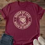 Pet Owner Apparel Cat Lover Shirt Vintage Crowned Design Novelty Graphic Tee Soft Ring Spun Cotton Fabric Comfortable Crew Neck Style Funny Feline Themed Clothing Lightweight Casual Wear Perfect Animal Lover Gift Everyday Comfort Shirt