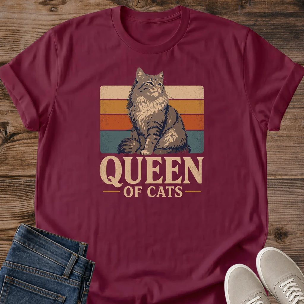 Graphic Tee Cat Design Vintage Style Shirt Retro 70s Fashion Longhair Cat Illustration Soft Cotton Fabric Comfortable Casual Wear Lightweight Crew Neck Perfect Everyday Essential Cat Lover Apparel Relaxed Lifestyle Clothing Cozy Home Wear