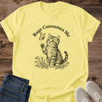 Sarcastic Cat Tee Funny Kitten Graphic Shirt Statement Design Collection Pencil Sketch Illustration Floral Butterfly Details Cat Lover Gift Idea Novelty Apparel Collection Animal Themed Clothing Casual Graphic Tee Birthday Gag Gift Present