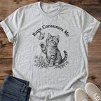 Cat Lover Gift Funny Graphic Tee Sarcastic Kitten Shirt Pencil Sketch Design Floral Butterfly Details Novelty Cat Apparel Animal Themed Clothing Casual Statement Shirt Birthday Present Idea Gag Gift Collection Humorous Feline Design