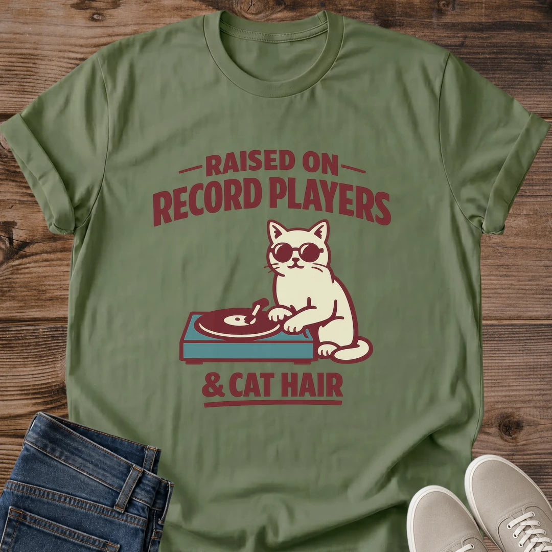 Music Lover Gift Shirt Cat Vinyl Record Design Graphic Tee Casual Collection Turntable Illustration Retro Style Sunglasses Cat Design Comfortable Crew Neck Lightweight Fit Everyday Casual Wear Weekend Tee Layering Essential Perfect Present