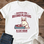 Vinyl Record Player Shirt Cat Music Design Retro Graphic Tee Turntable Illustration Style Music Lover Gift Collection Sunglasses Cat Design Lightweight Crew Neck Casual Wear Comfortable Fit Everyday Tee Weekend Layering Essential Perfect