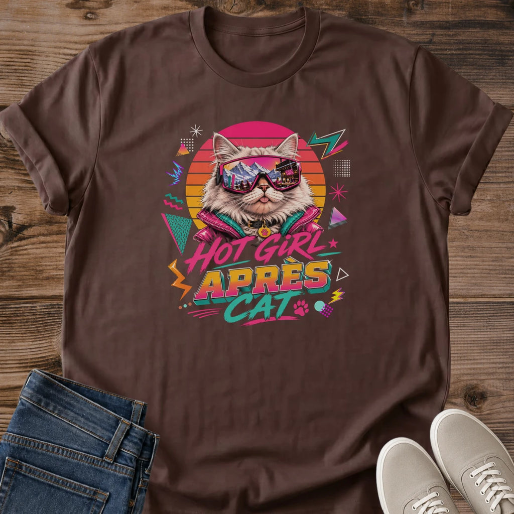 Retro Cat Tshirt Vintage 80s Neon Sunglasses Design Soft Lightweight Cotton Graphic Tee Funny Humor Statement Shirt Casual Everyday Wear Comfortable Fit Perfect Gift For Cat Lovers Nostalgic Fashion Piece Bold Geometric Pattern Vintage Sun