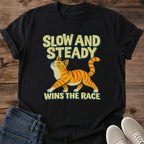 Cat Lover Gift Slow And Steady Wins The Race Shirt Funny Orange Cat Tee Slow Runner Shirt Walking Club Gift 5K Finisher Cat Tee Birthday Gift For Cat Owner Christmas Gift For Cat Mom Ginger Cat Person Tee Gildan Softstyle Cotton Tee Cat Whisker Co