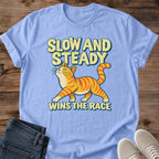 Orange Tabby Shirt Slow And Steady Cat Mom Tee Funny Orange Cat Energy Gift Retro Cartoon Cat Design Cat Humor Shirt For Women And Men Cat Dad Gift Holiday Gift For Cat Owner Slow Walker Tee Soft Cotton Unisex Tee Cat Whisker Co