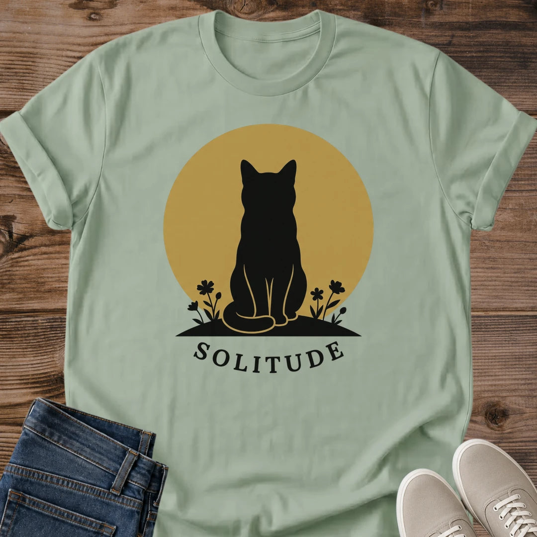 Everyday Essential Shirt Soft Cotton Fabric Cat Silhouette Graphic Minimalist Design Style Comfortable Casual Wear Perfect Daily Outfit Staple Lightweight Material Construction Nature Inspired Detail Calm Aesthetic Clothing Cat Lover Gift
