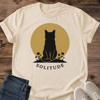 Casual Cotton Shirt Cat Silhouette Design Comfortable Everyday Tee Minimalist Graphic Style Soft Lightweight Fabric Perfect Daily Wear Essential Versatile Layering Piece Nature Inspired Detail Cat Lover Gift Idea Relaxed Fit Aesthetic