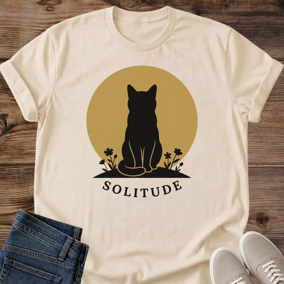 Casual Cotton Shirt Cat Silhouette Design Comfortable Everyday Tee Minimalist Graphic Style Soft Lightweight Fabric Perfect Daily Wear Essential Versatile Layering Piece Nature Inspired Detail Cat Lover Gift Idea Relaxed Fit Aesthetic